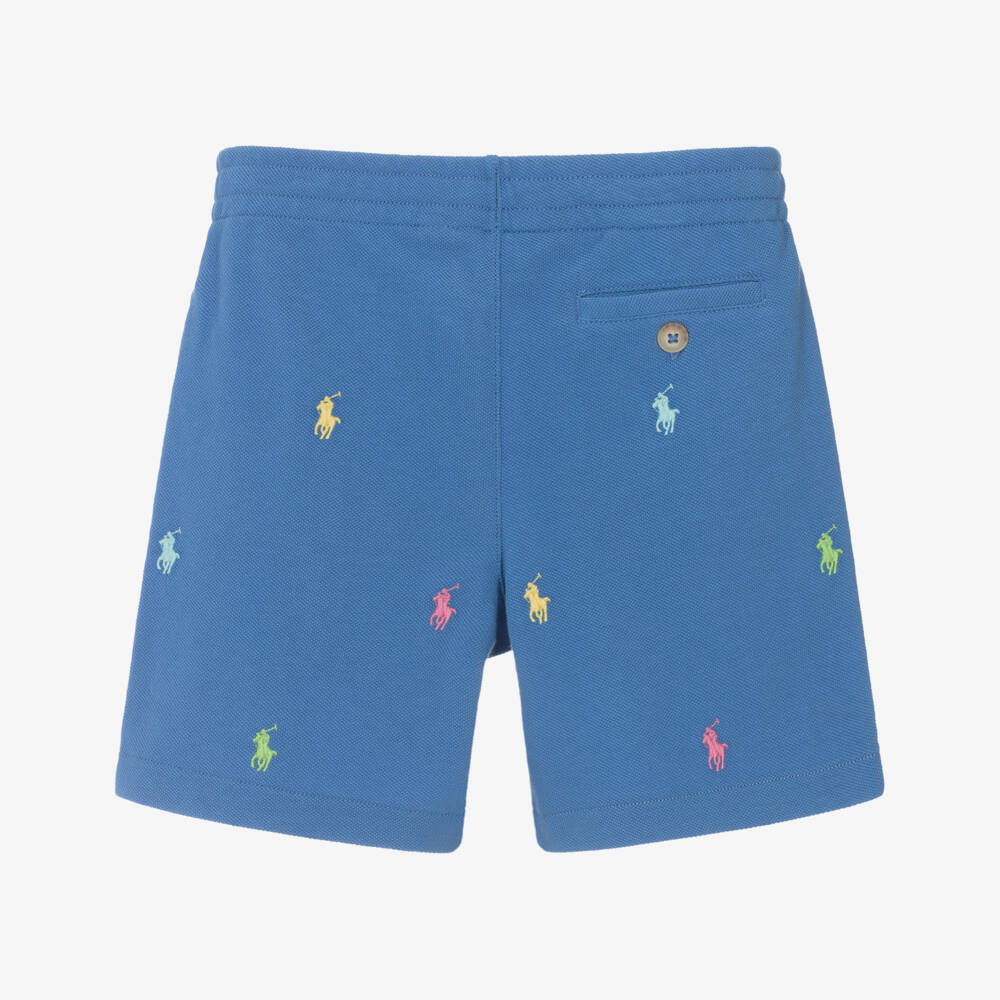 Ralph Lauren-Boys Blue Embroidered Polo Shorts | Childrensalon Outlet