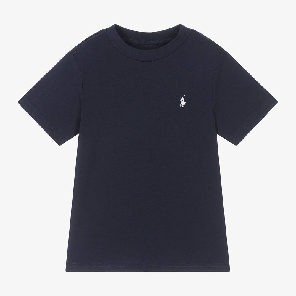 Ralph Lauren-Boys Blue Embroidered Pony T-Shirt | Childrensalon Outlet