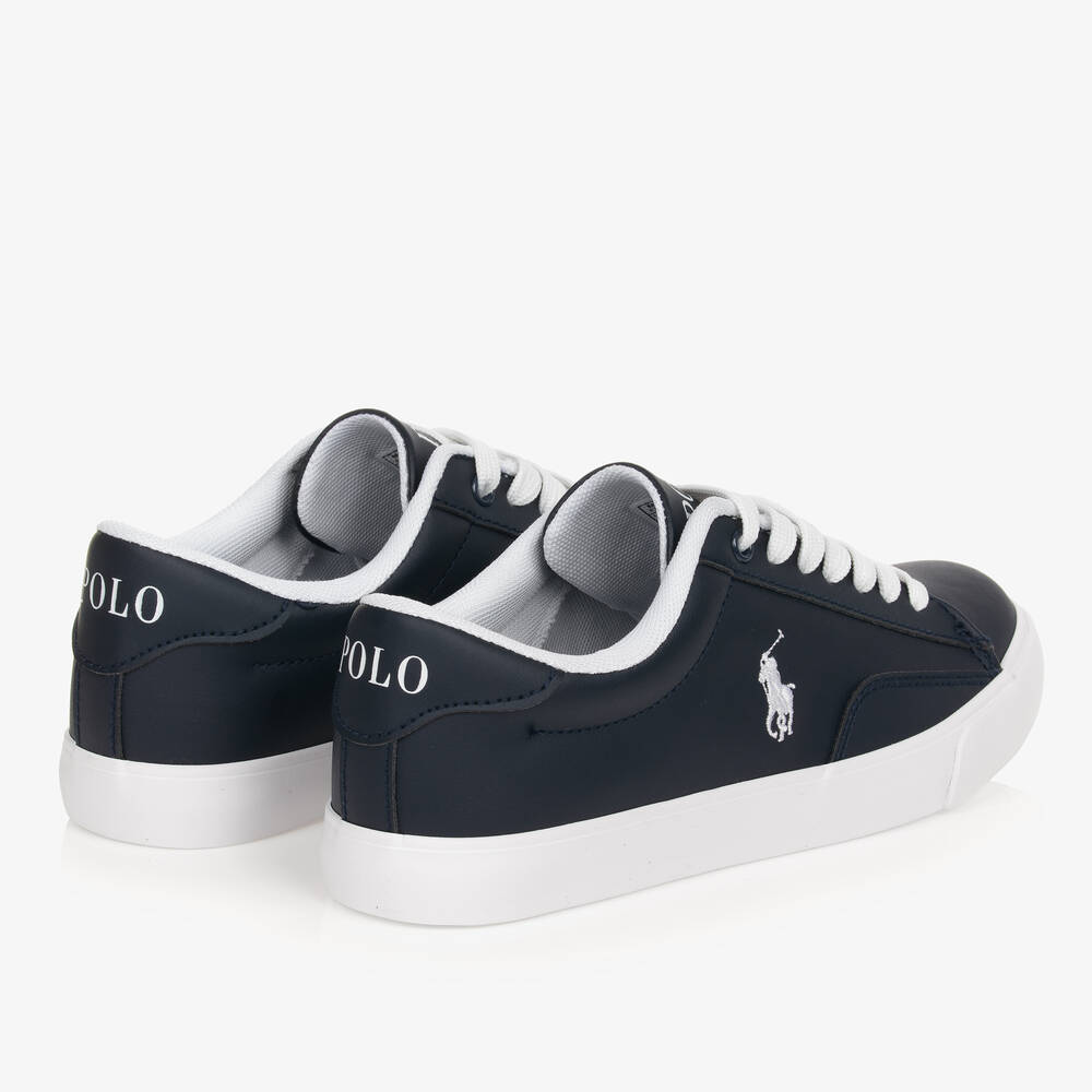 Ralph Lauren-حذاء رياضي بأربطة جلد صناعي لون كحلي للأولاد | Childrensalon Outlet