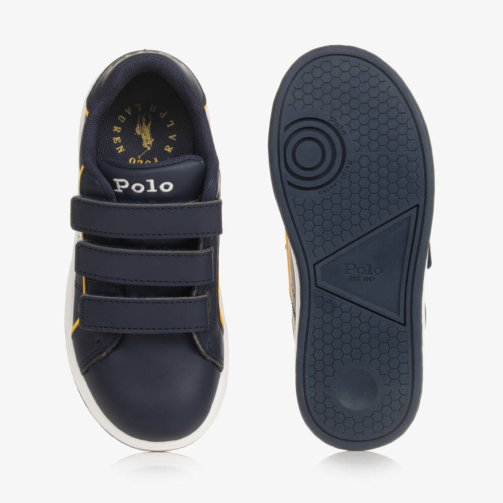 Ralph Lauren-Boys Blue Faux Leather Velcro Trainers | Childrensalon Outlet