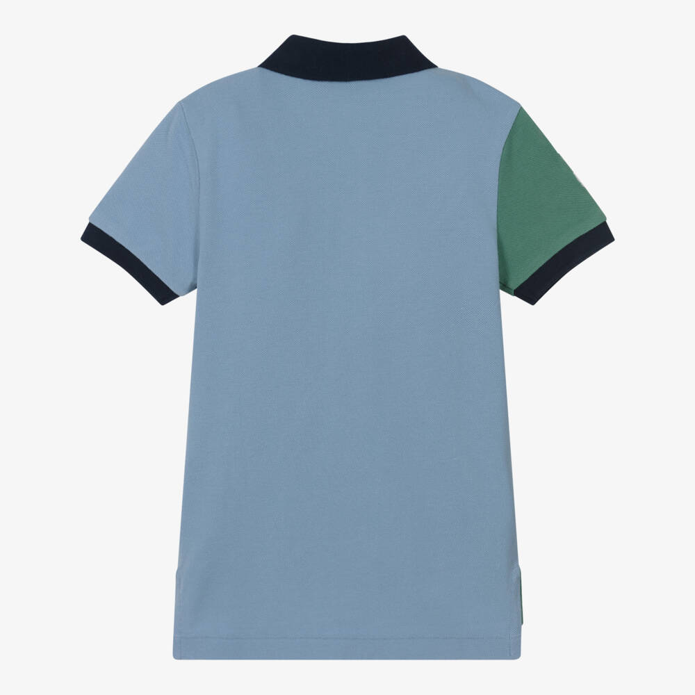 Ralph Lauren-Boys Blue & Green Cotton Piqué Polo Shirt | Childrensalon Outlet
