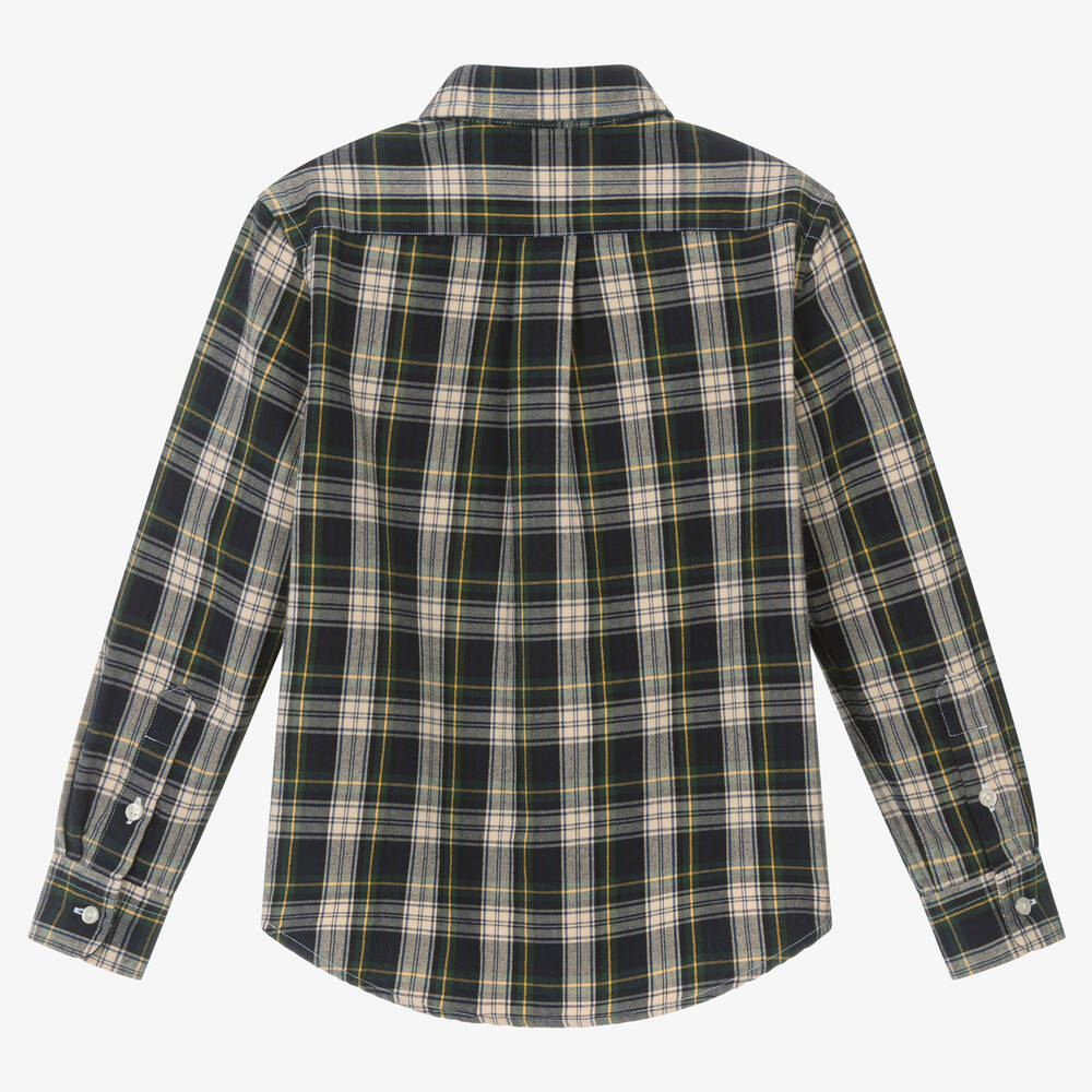 Ralph Lauren-Boys Blue & Green Cotton Tartan Shirt | Childrensalon Outlet