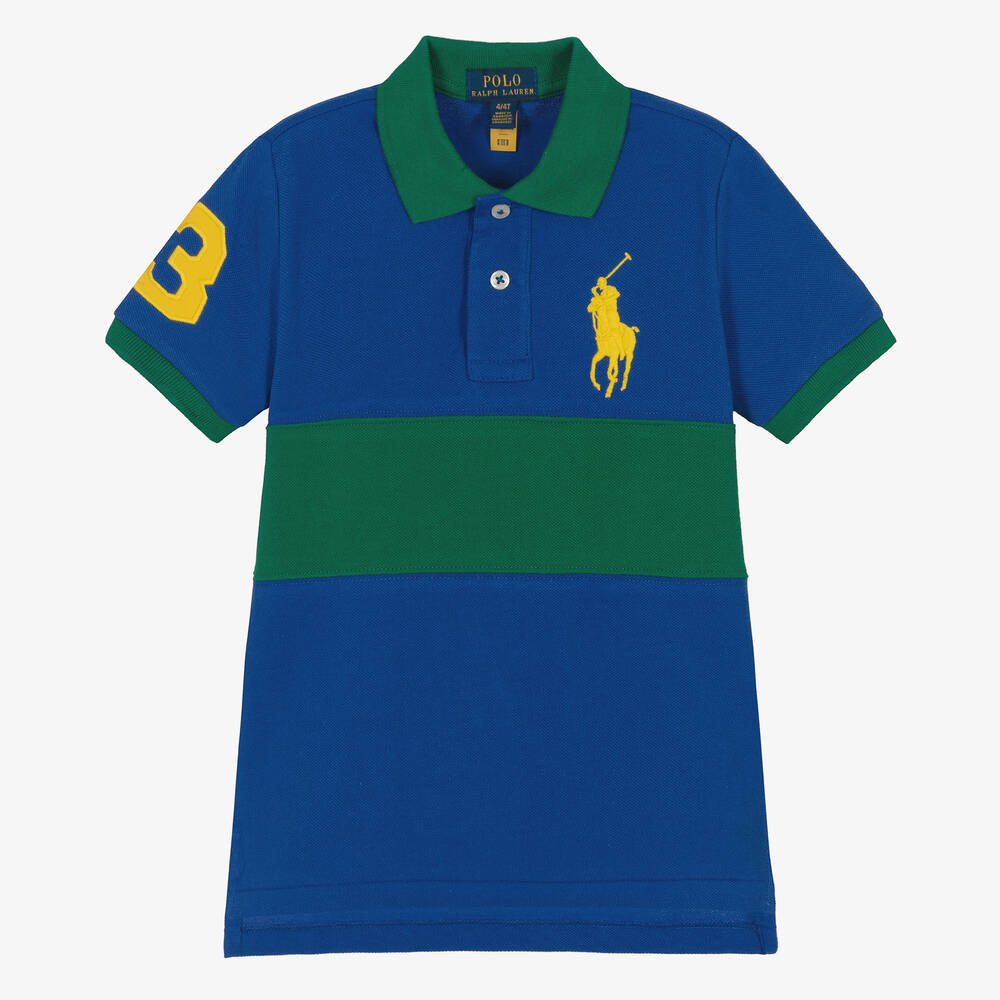 Polo Ralph Lauren - Polo bleu et vert garçon | Childrensalon