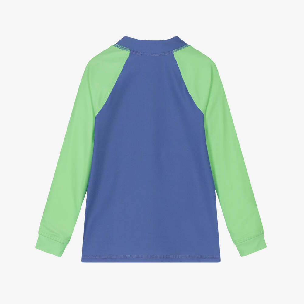 Ralph Lauren-Boys Blue & Green Polo Bear Swim Top (UPF50) | Childrensalon Outlet