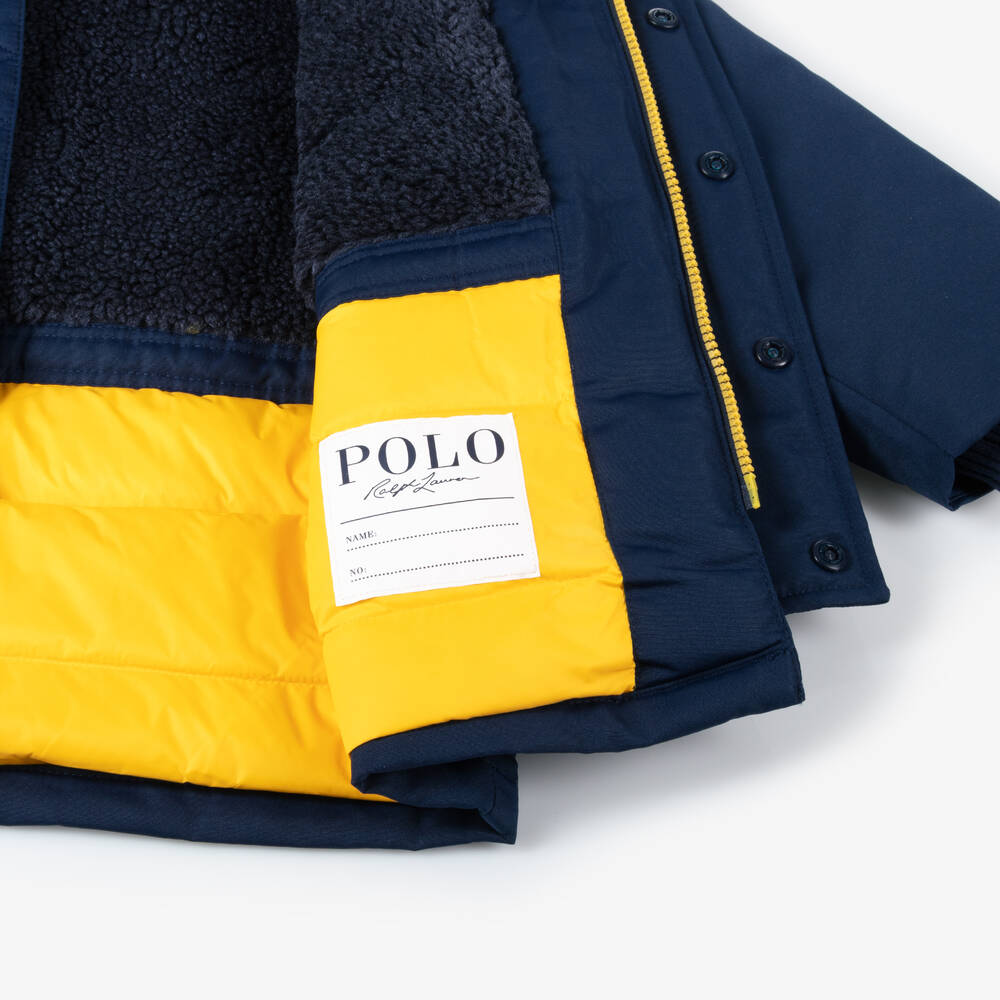 Ralph Lauren-Boys Blue Hooded Down Padded Parka | Childrensalon Outlet