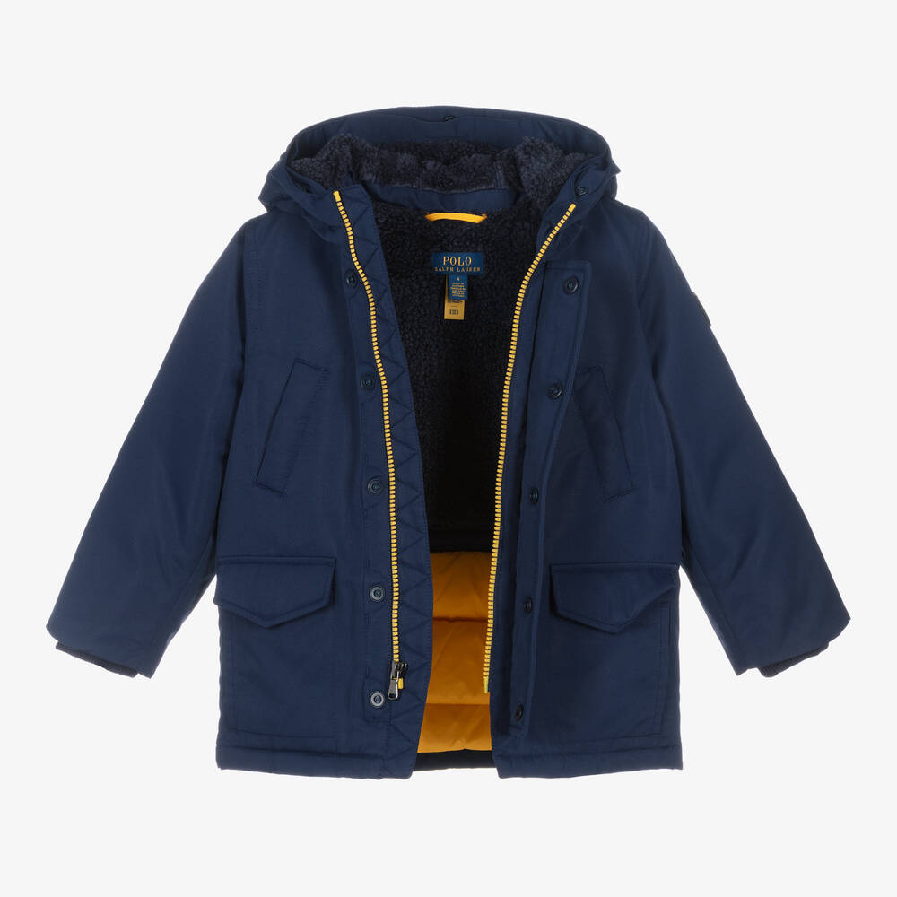 Ralph Lauren-Boys Blue Hooded Down Padded Parka | Childrensalon Outlet