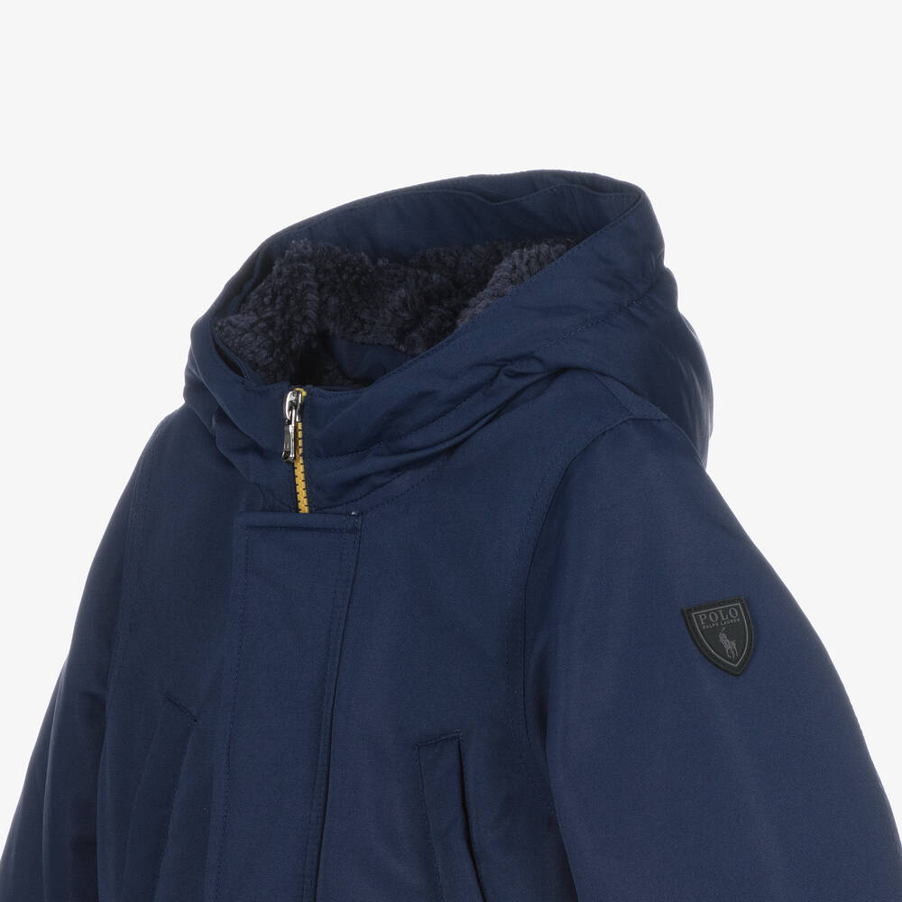 Ralph Lauren-Boys Blue Hooded Down Padded Parka | Childrensalon Outlet