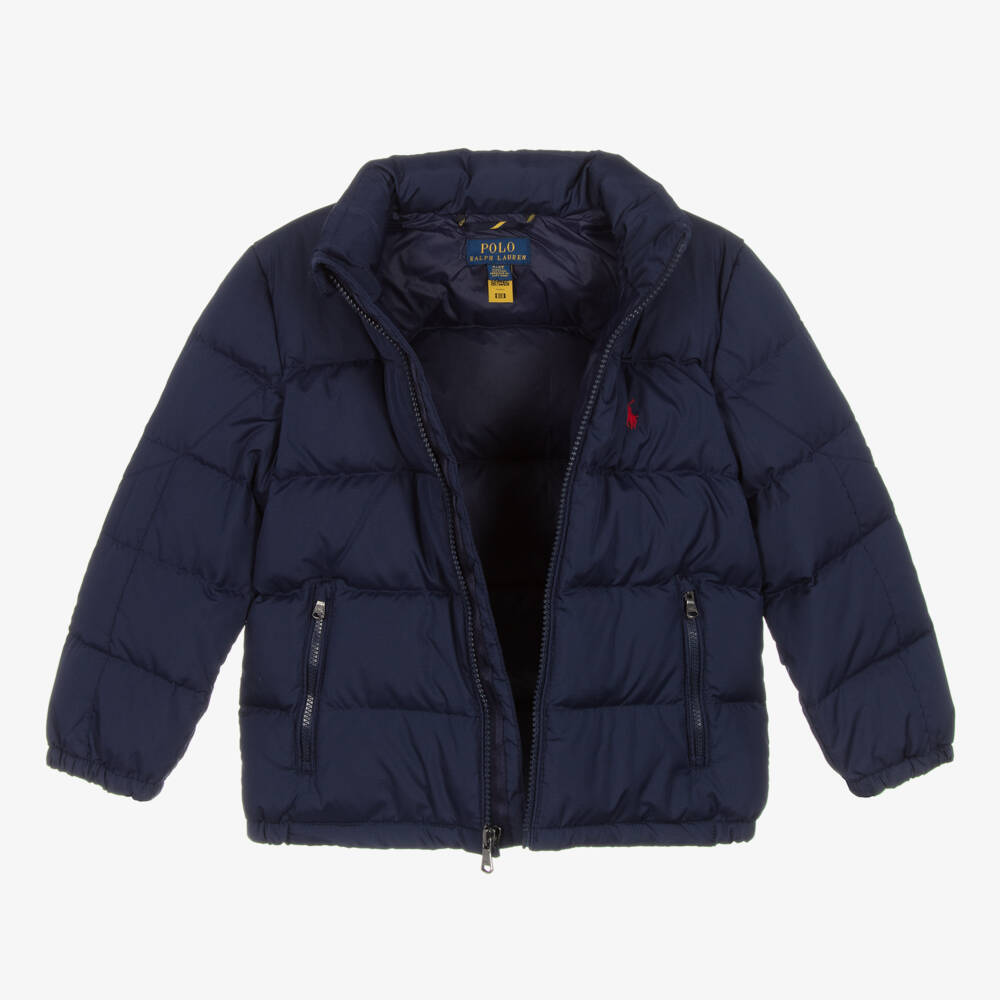 Ralph Lauren-Boys Blue Hooded Padded Jacket | Childrensalon Outlet
