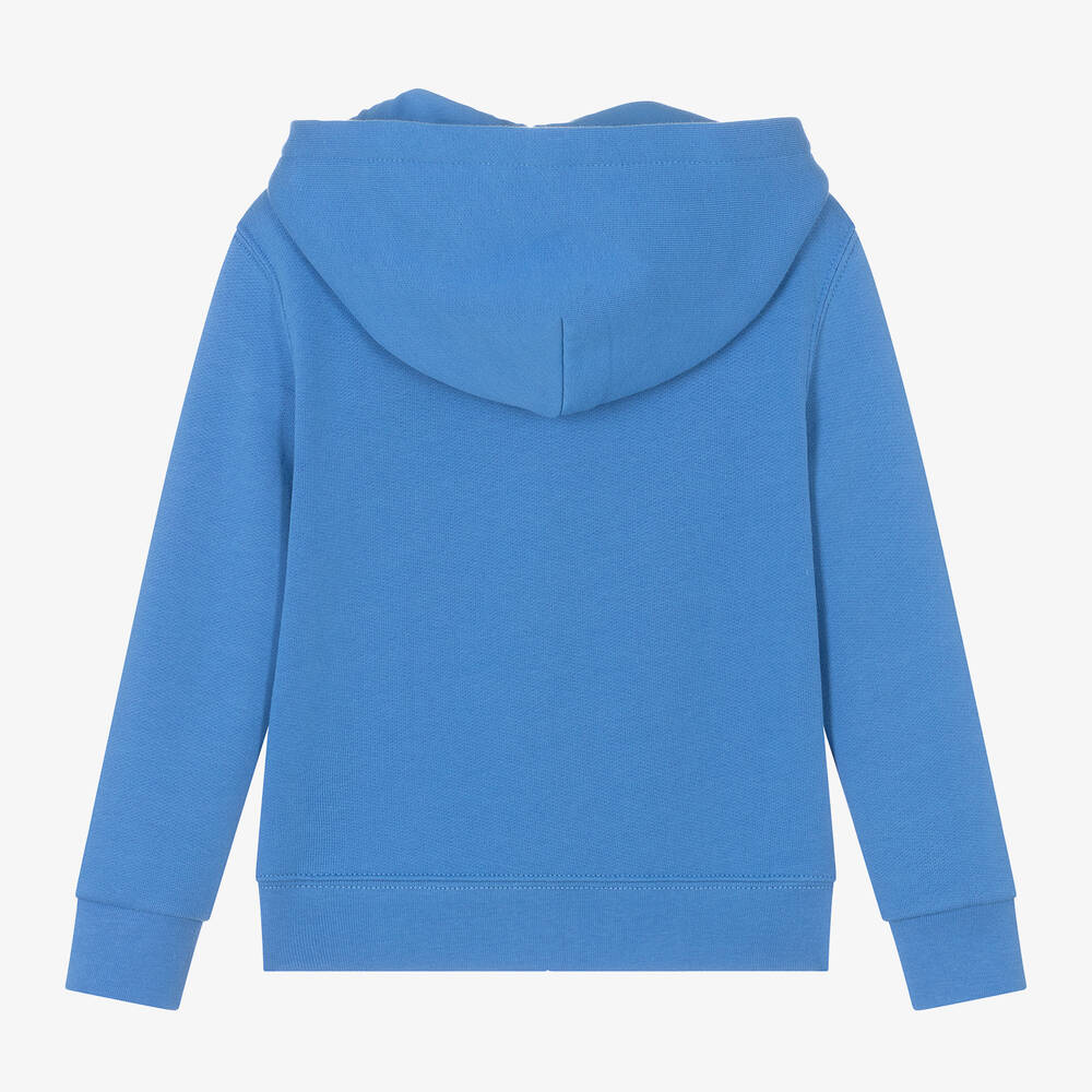 Ralph Lauren-توب هودي بسحّاب قطن جيرسي لون أزرق للأولاد | Childrensalon Outlet