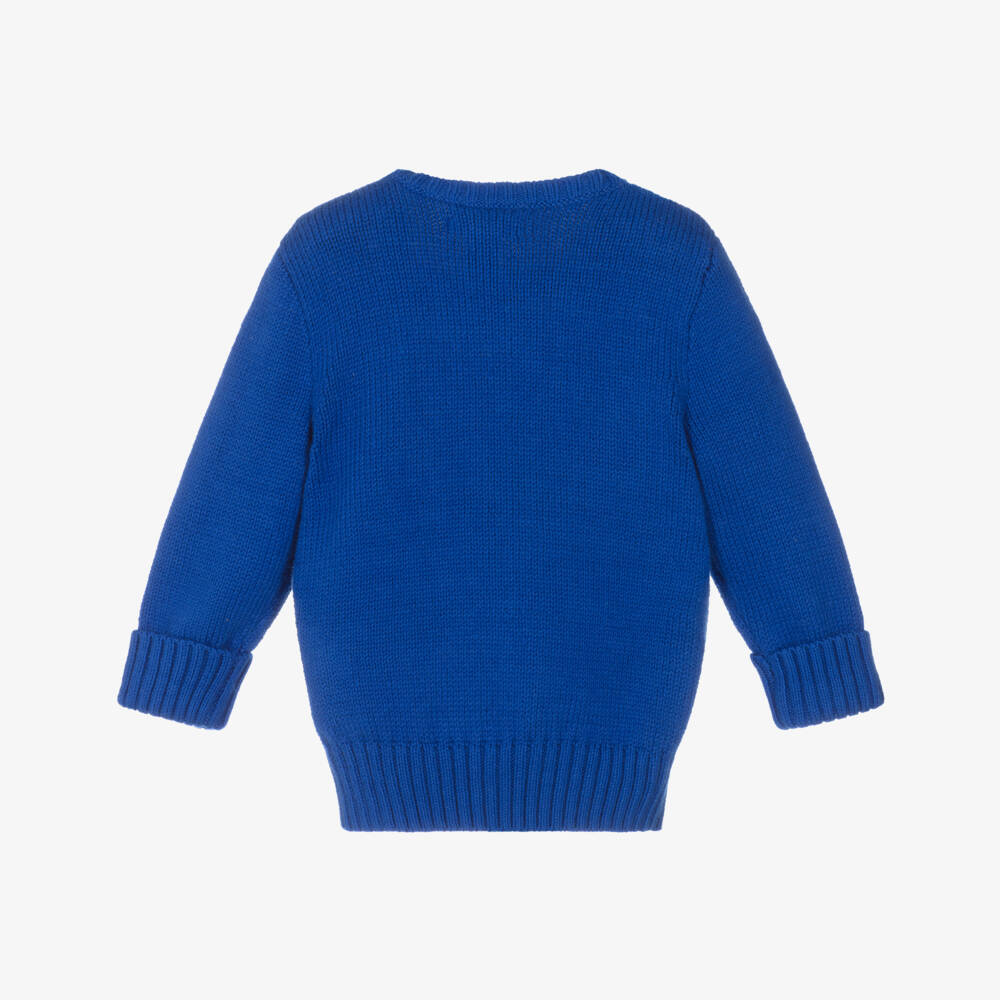 Ralph Lauren-Boys Blue Knit Bear Jumper | Childrensalon Outlet