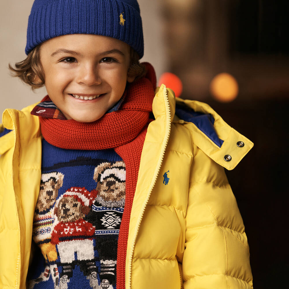 Polo Ralph Lauren Boys Blue Knitted Bear Sweater Childrensalon Outlet