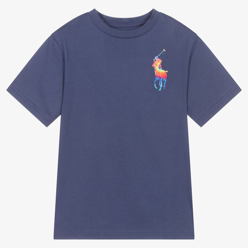 Ralph Lauren - Boys Blue Logo Cotton T-Shirt | Childrensalon
