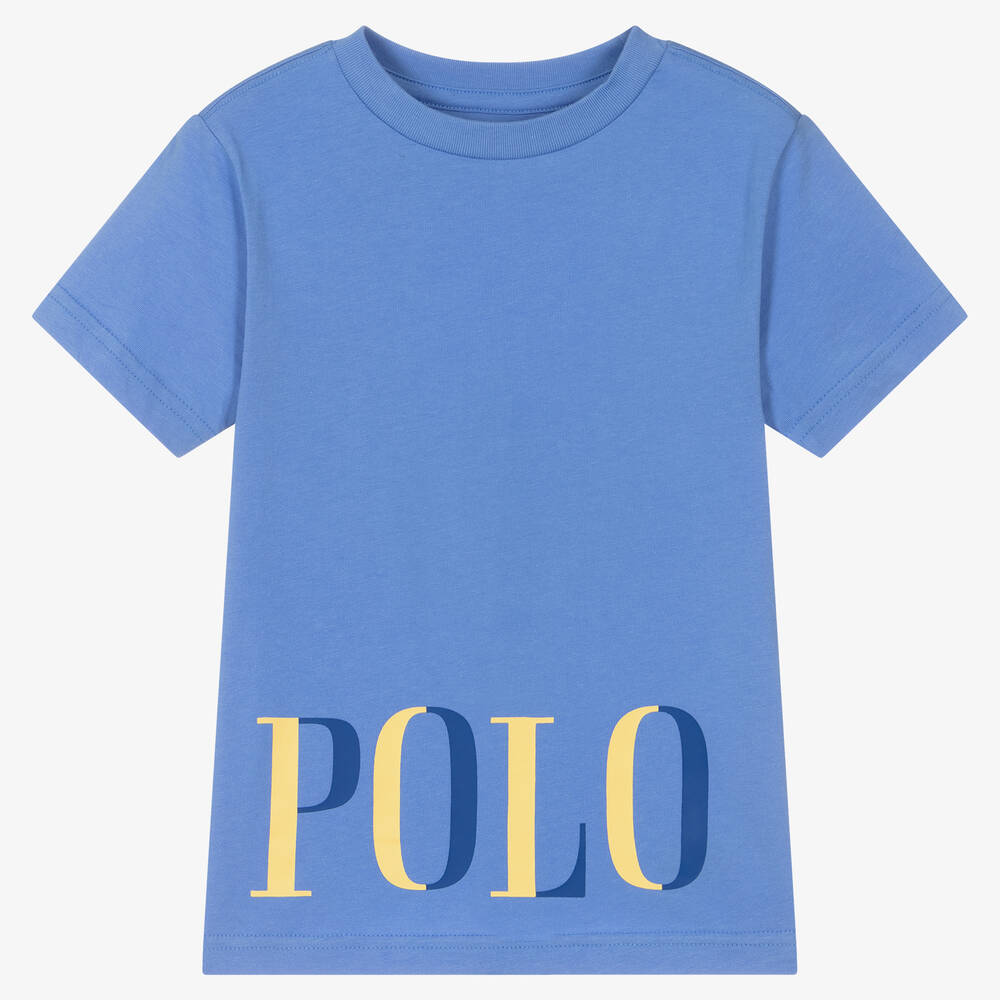 Polo Ralph Lauren - Boys Blue Logo Cotton T-Shirt | Childrensalon