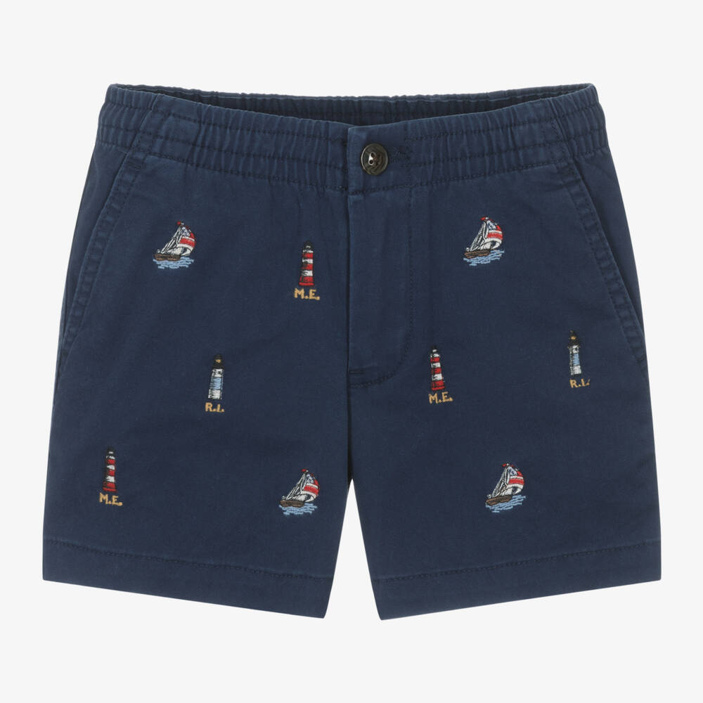 Ralph Lauren-Boys Blue Nautical Twill Shorts | Childrensalon Outlet