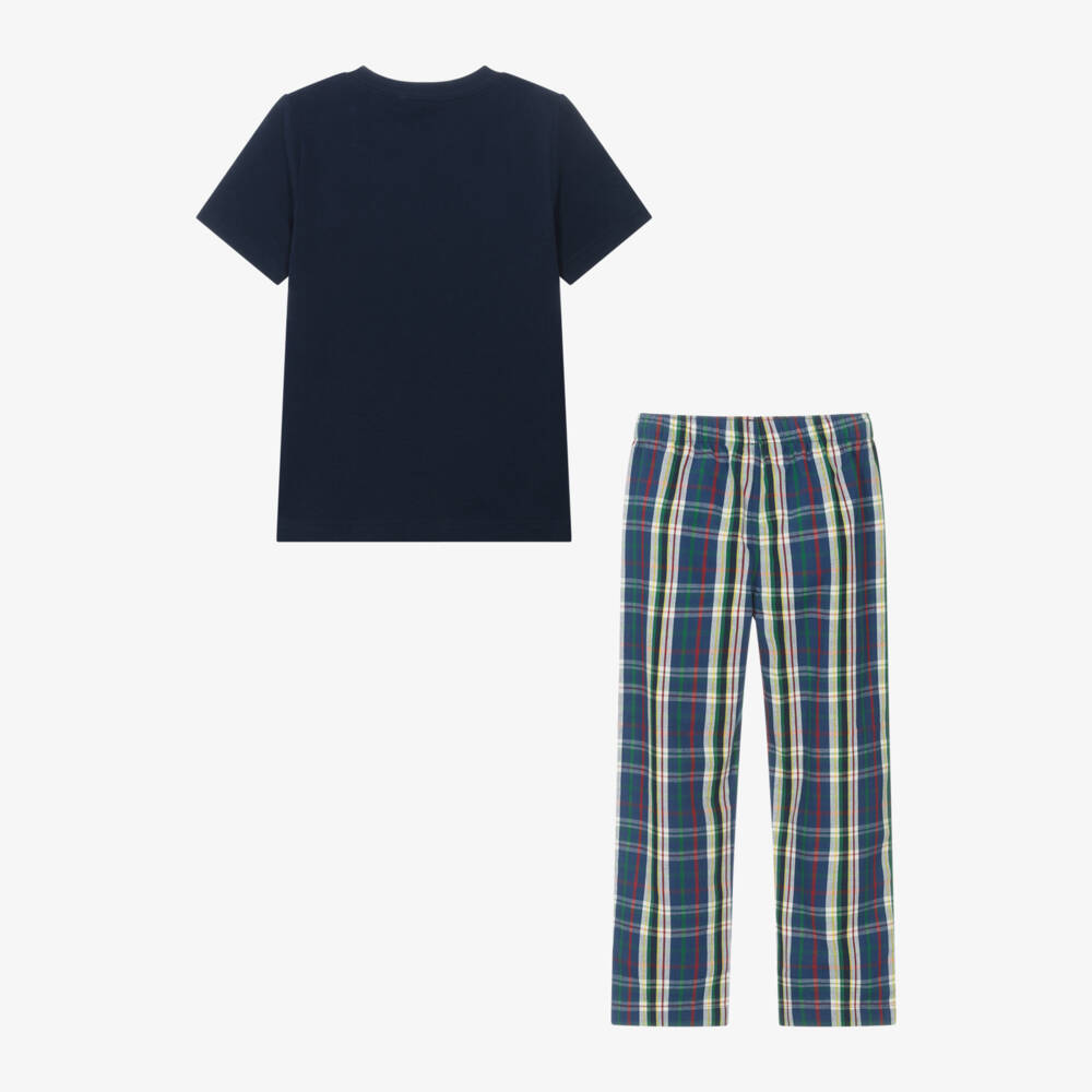 Ralph Lauren-Boys Blue Plaid Cotton Sleepwear | Childrensalon Outlet