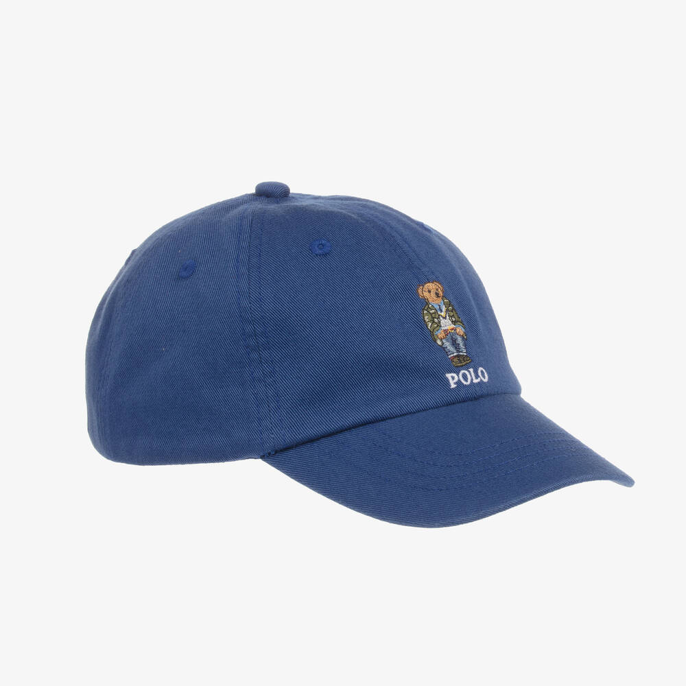 Ralph Lauren-Boys Blue Polo Bear Cotton Cap | Childrensalon Outlet