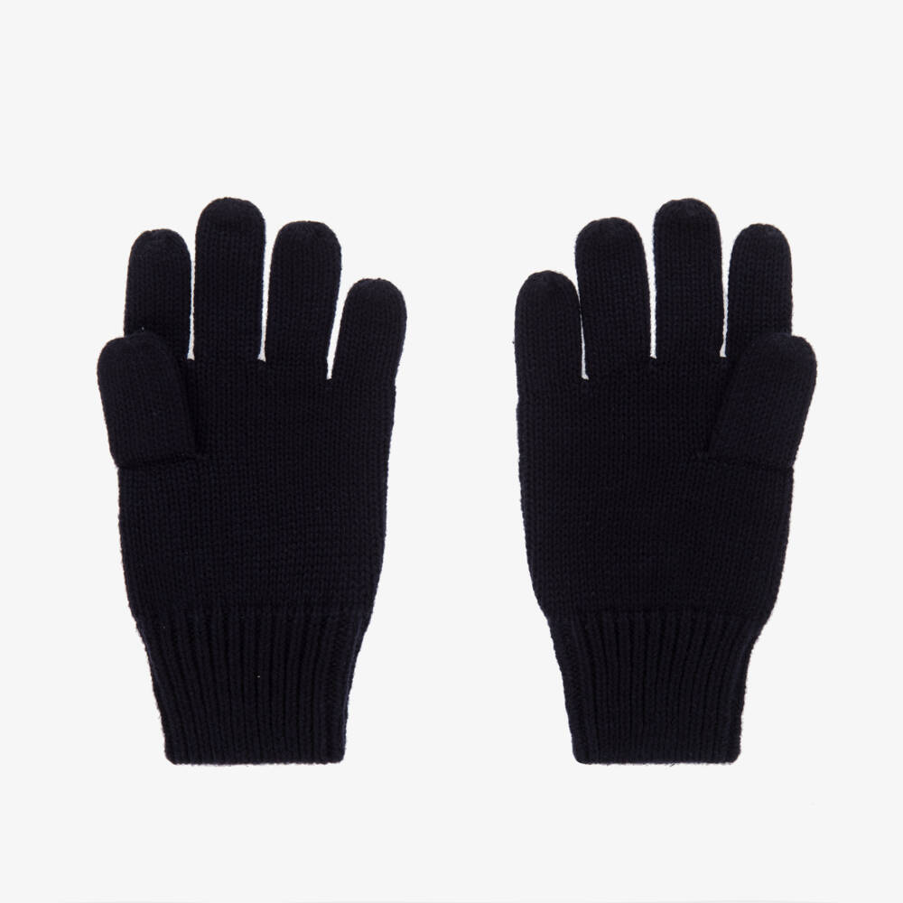 Ralph Lauren-Boys Blue Polo Knit Gloves | Childrensalon Outlet