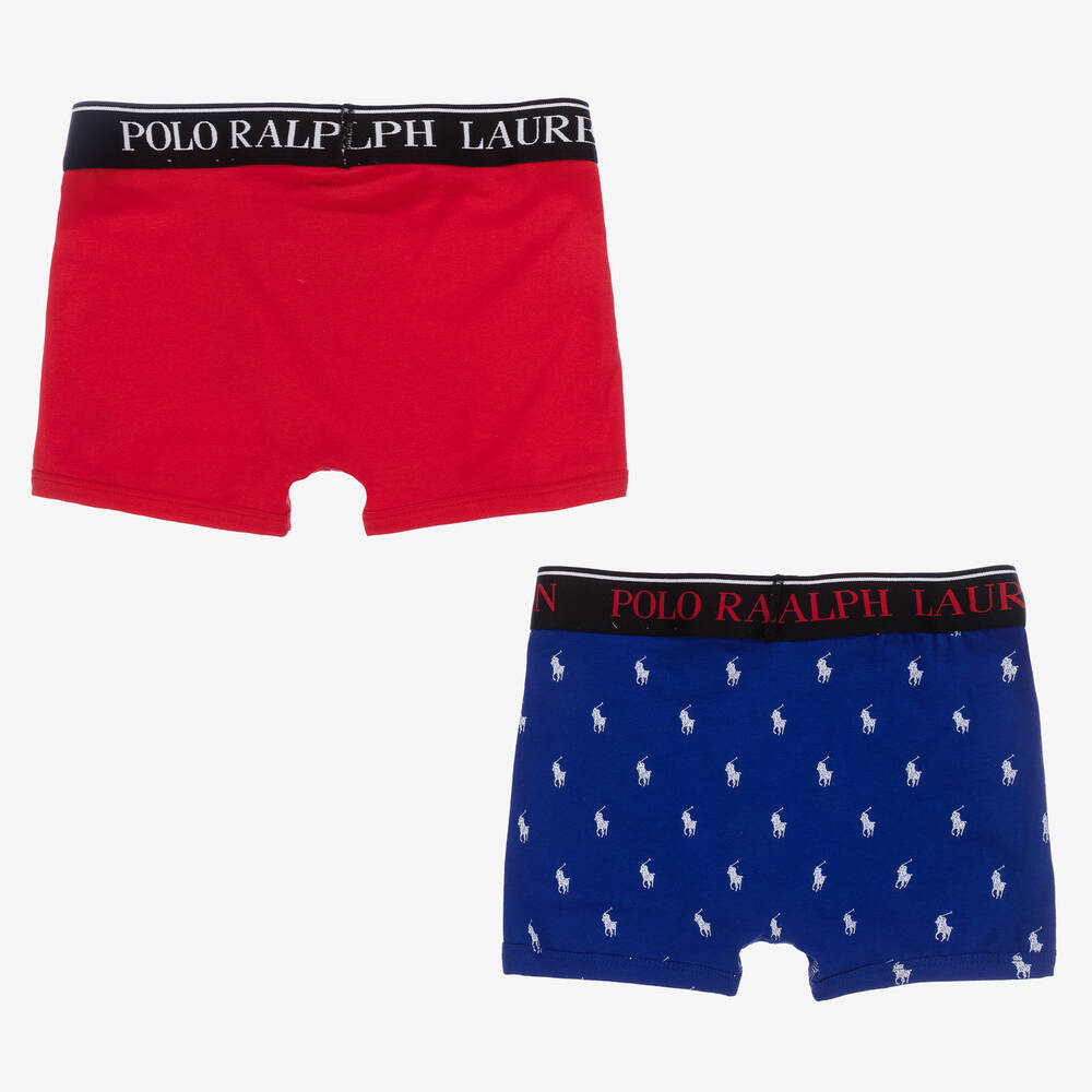 Polo Ralph Lauren Boys Blue Red Boxer Shorts 2 Pack
