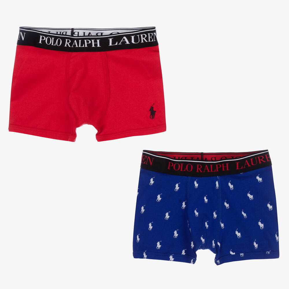 Polo Ralph Lauren - Boys Blue & Red Boxer Shorts (2 Pack) | Childrensalon