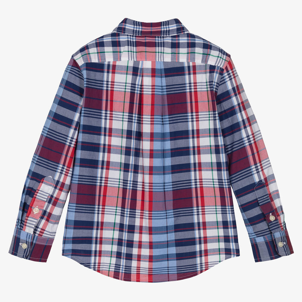 Ralph Lauren-Boys Blue & Red Cotton Check Shirt | Childrensalon Outlet