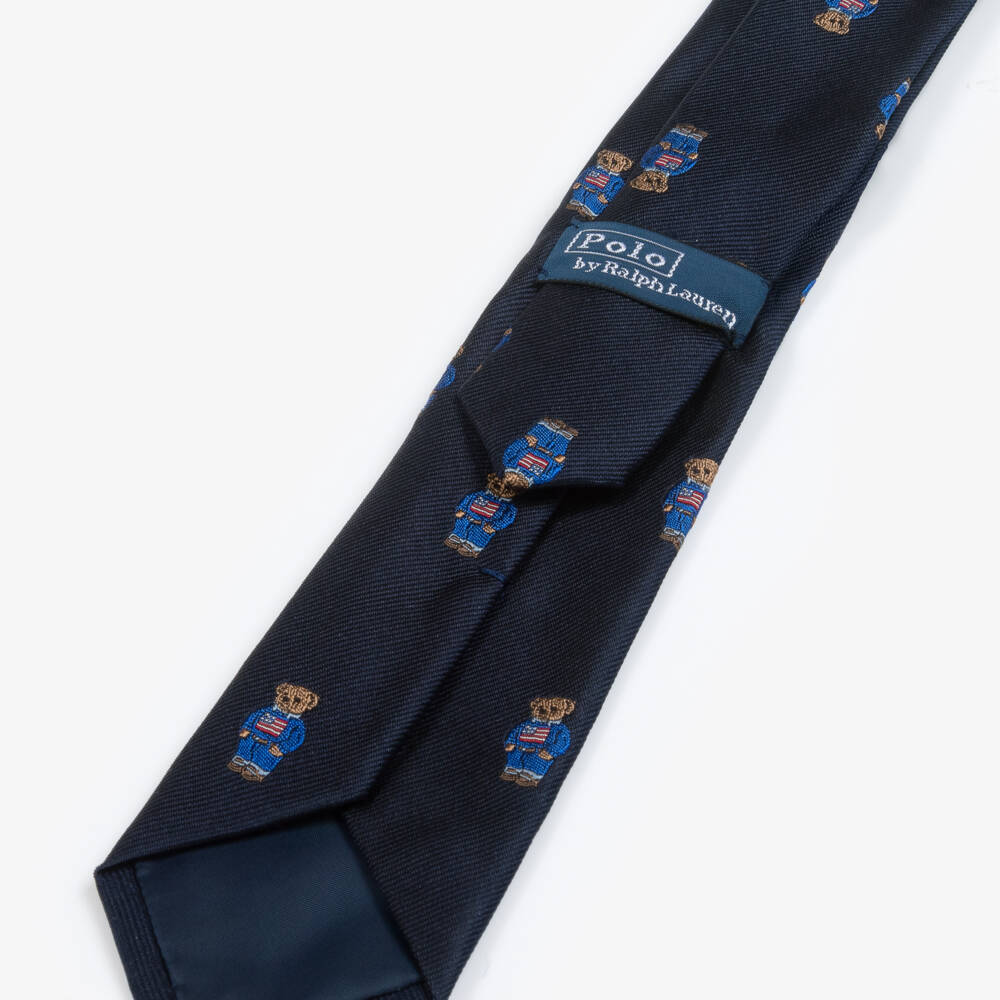 Ralph Lauren-Boys Blue Silken Bear Tie | Childrensalon Outlet