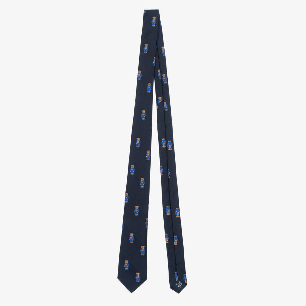 Ralph Lauren-Boys Blue Silken Bear Tie | Childrensalon Outlet