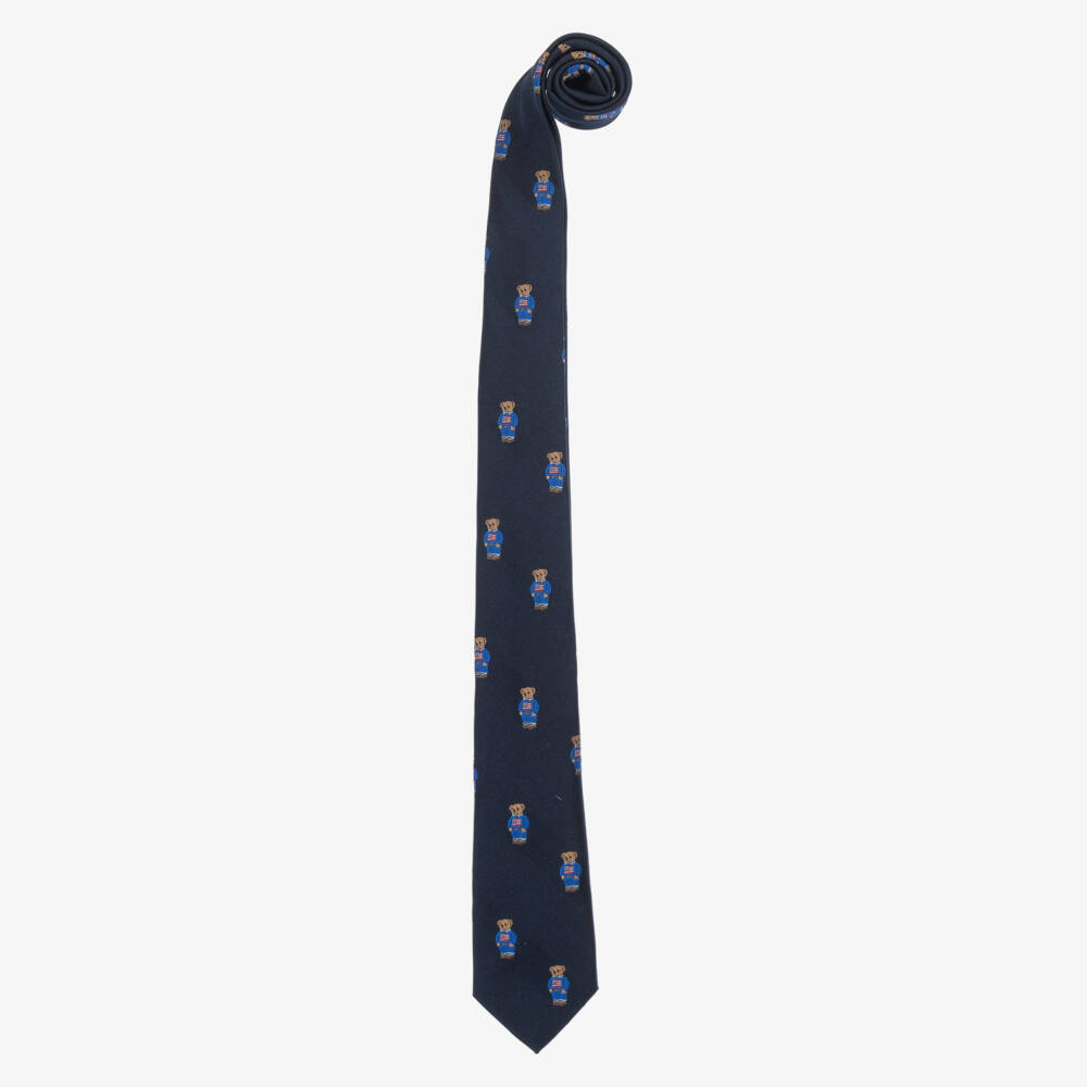 Ralph Lauren-Boys Blue Silken Bear Tie | Childrensalon Outlet