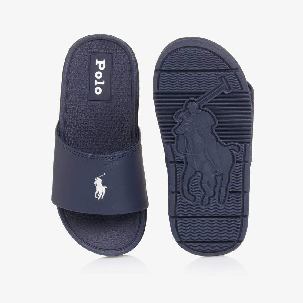 Ralph Lauren-Boys' Blue Slip-On Logo Sandals | Childrensalon Outlet