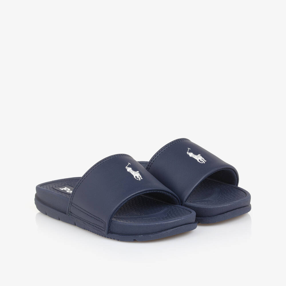 Ralph Lauren-Boys' Blue Slip-On Logo Sandals | Childrensalon Outlet