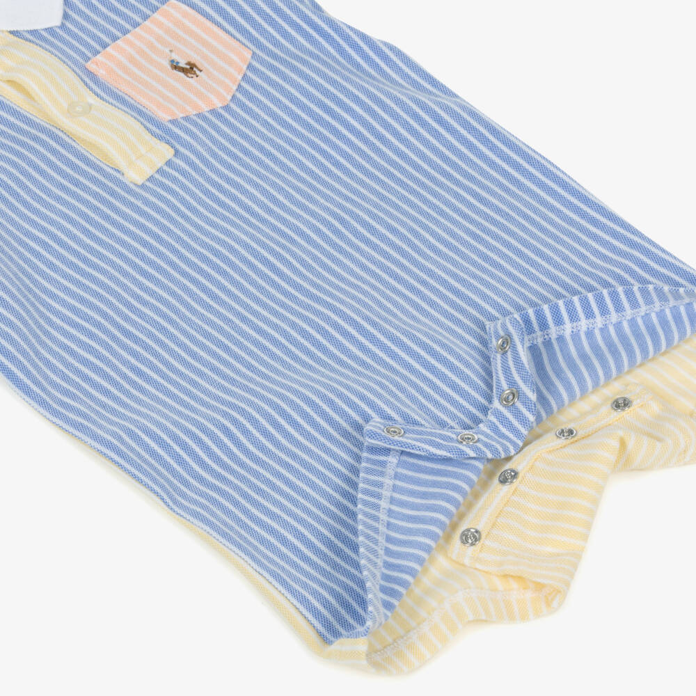 Ralph Lauren-Boys Blue Stripe Cotton Romper | Childrensalon Outlet