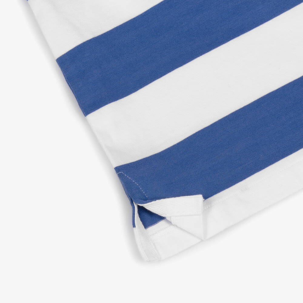 Ralph Lauren-Boys Blue Striped Cotton Long Sleeve Rugby Shirt | Childrensalon Outlet