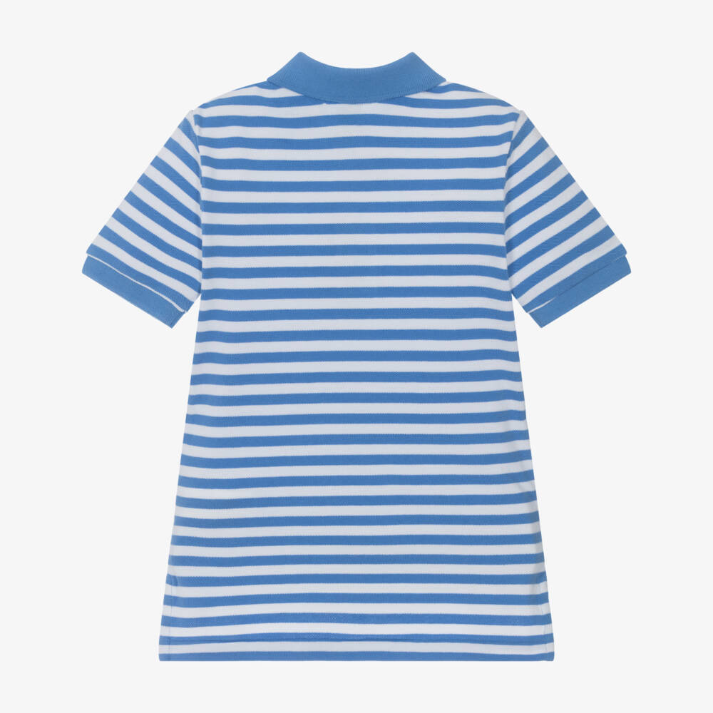 Ralph Lauren-Boys Blue Striped Cotton Polo Top | Childrensalon Outlet