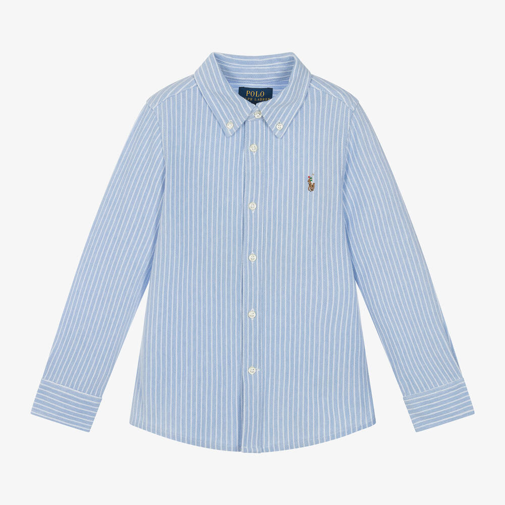 Ralph Lauren-Boys Blue Striped Cotton Shirt | Childrensalon Outlet