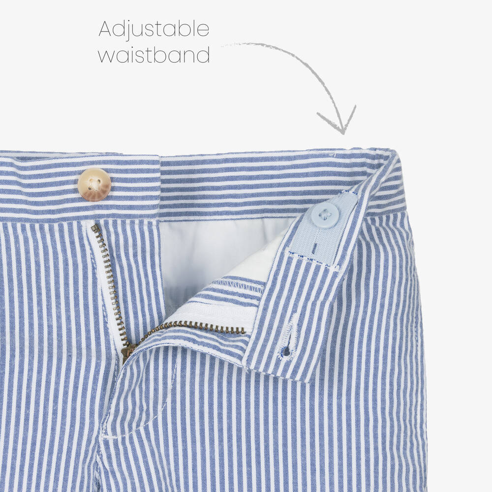 Ralph Lauren-Boys Blue Striped Cotton Shorts | Childrensalon Outlet