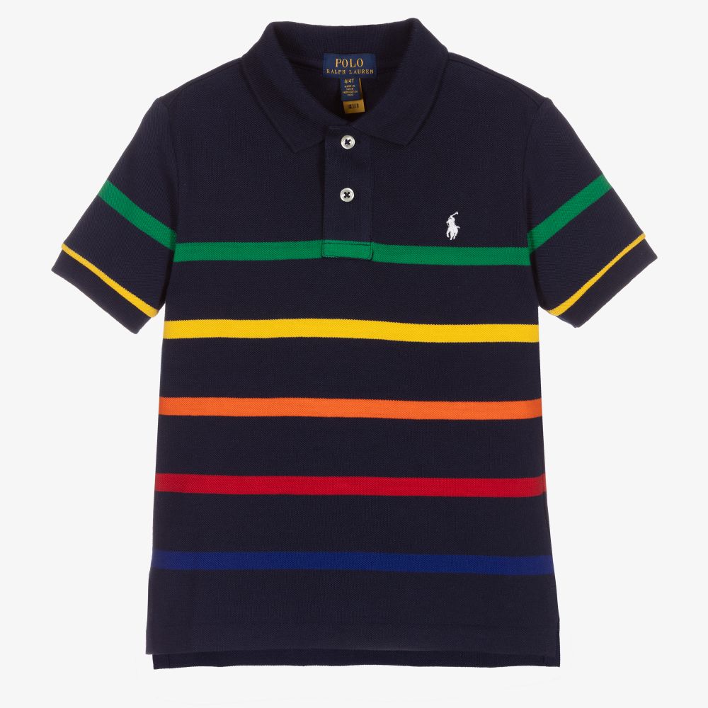 Polo Ralph Lauren - Boys Blue Striped Polo Shirt | Childrensalon Outlet