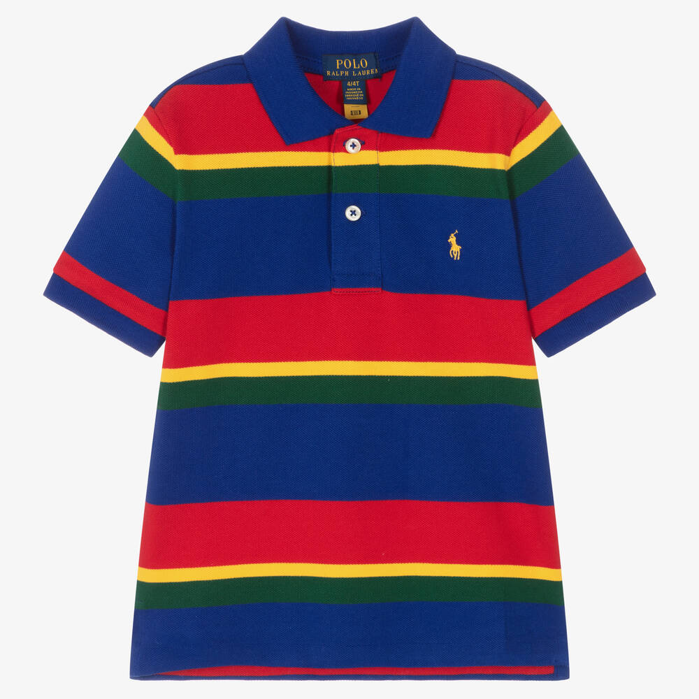 Polo Ralph Lauren - Boys Blue Striped Polo Shirt | Childrensalon