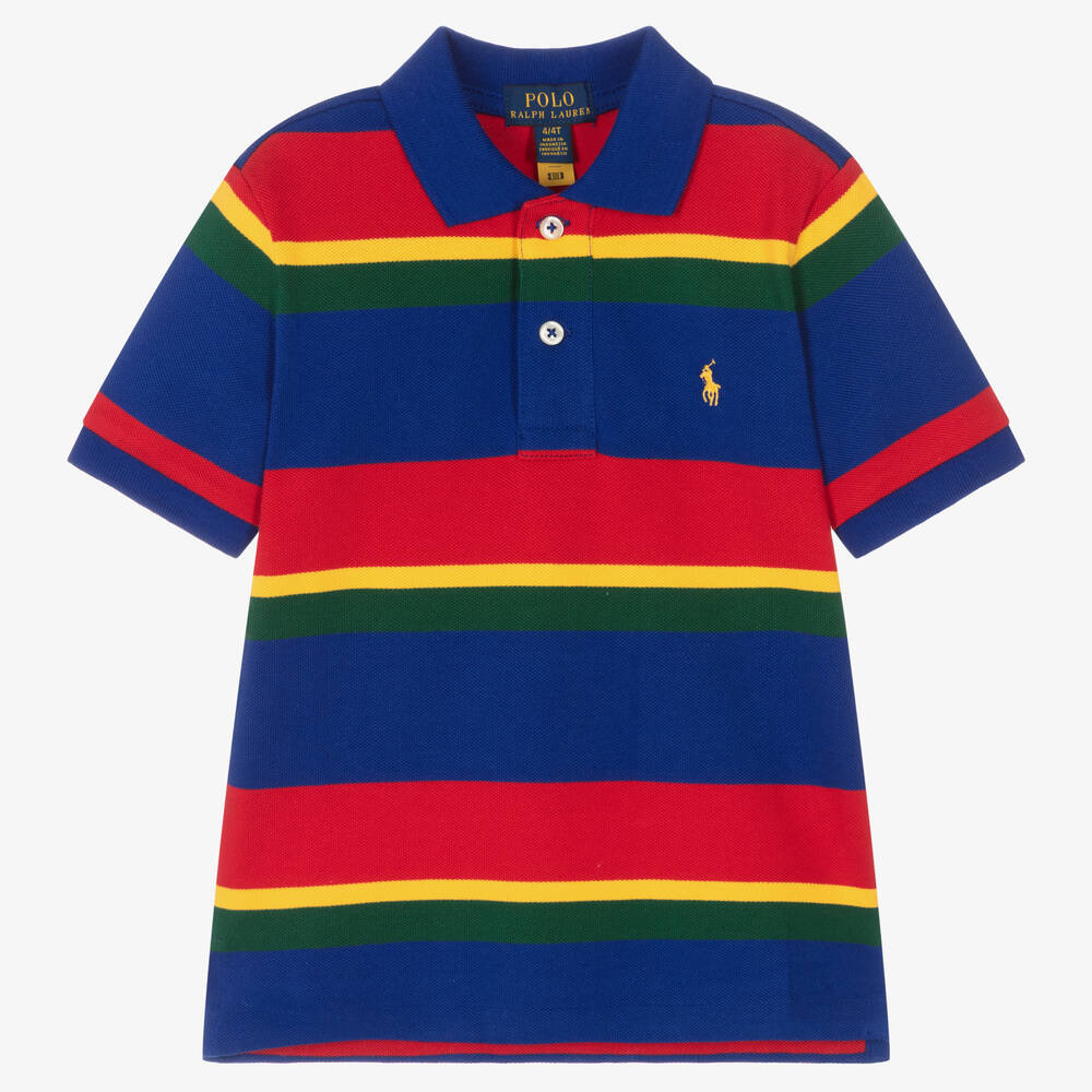 Polo Ralph Lauren - توب بولو قطن بيكيه لون أخضر وأزرق للأولاد | Childrensalon