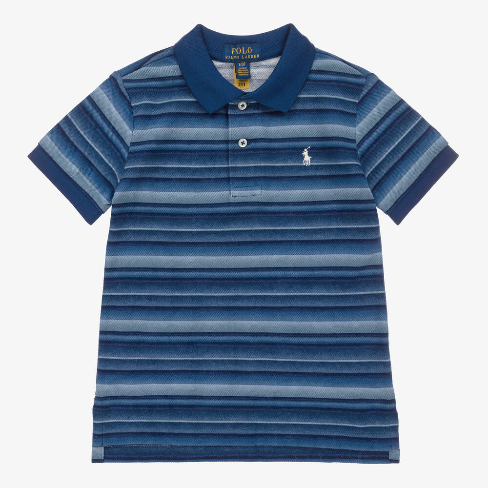 Polo Ralph Lauren - Boys Blue Striped Polo Shirt | Childrensalon