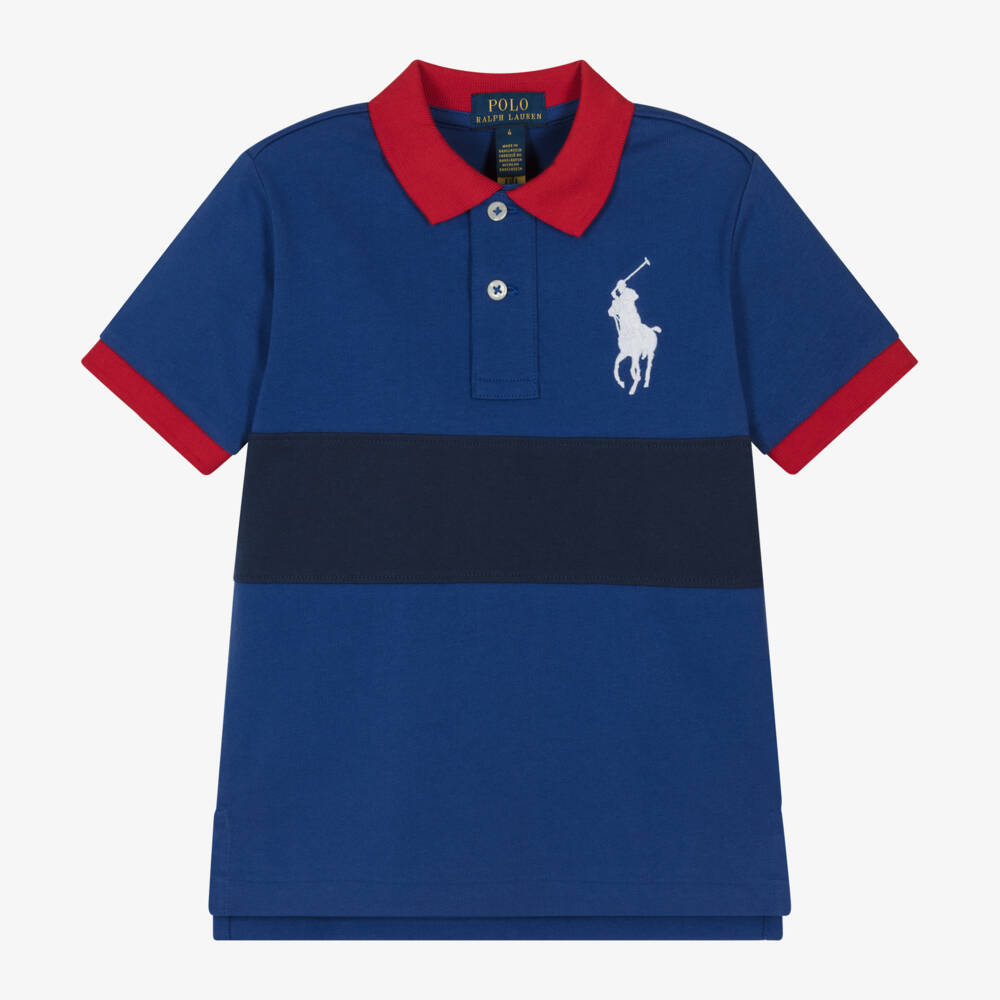 Ralph Lauren-Boys Blue Striped Polo Shirt | Childrensalon Outlet