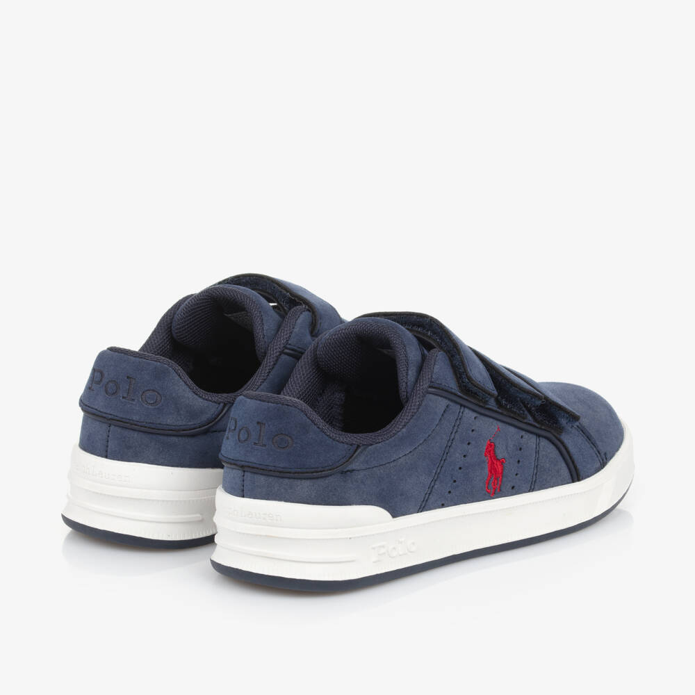 Ralph Lauren-Boys Blue Suede Velcro Trainers | Childrensalon Outlet