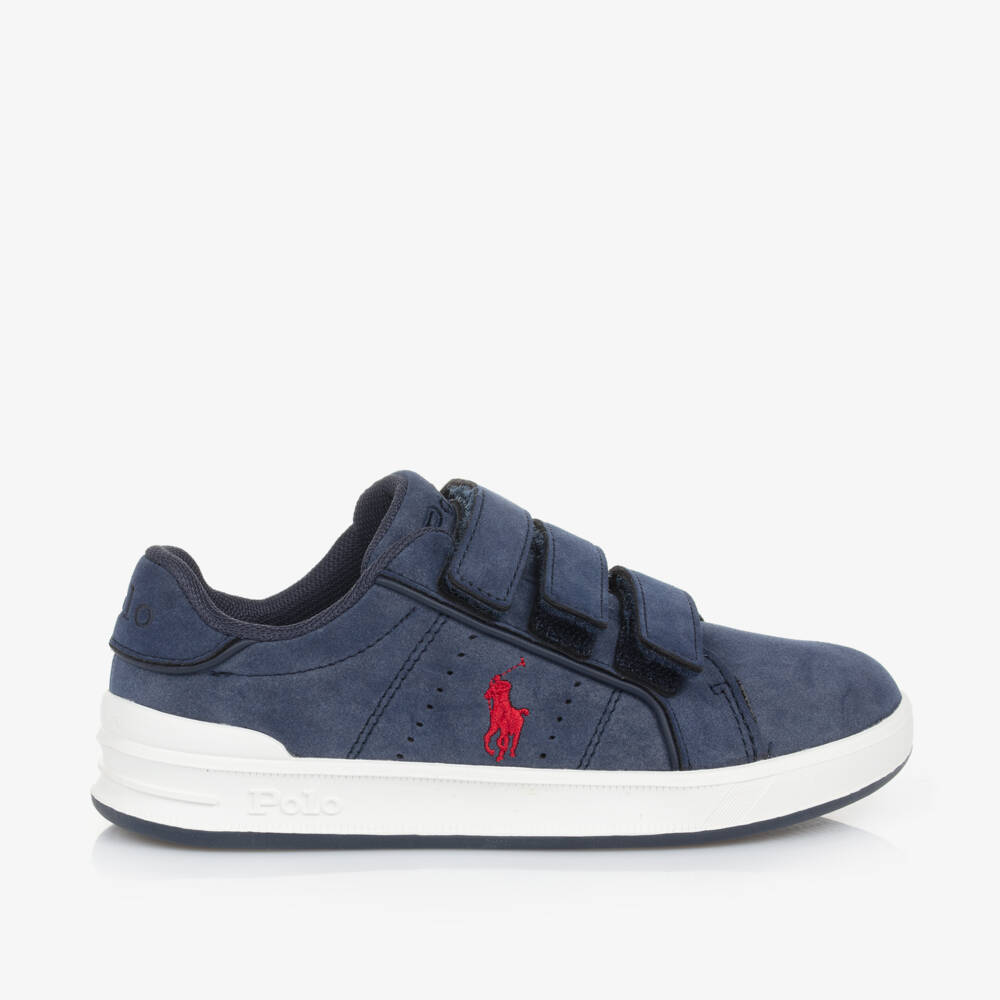 Ralph Lauren-Boys Blue Suede Velcro Trainers | Childrensalon Outlet