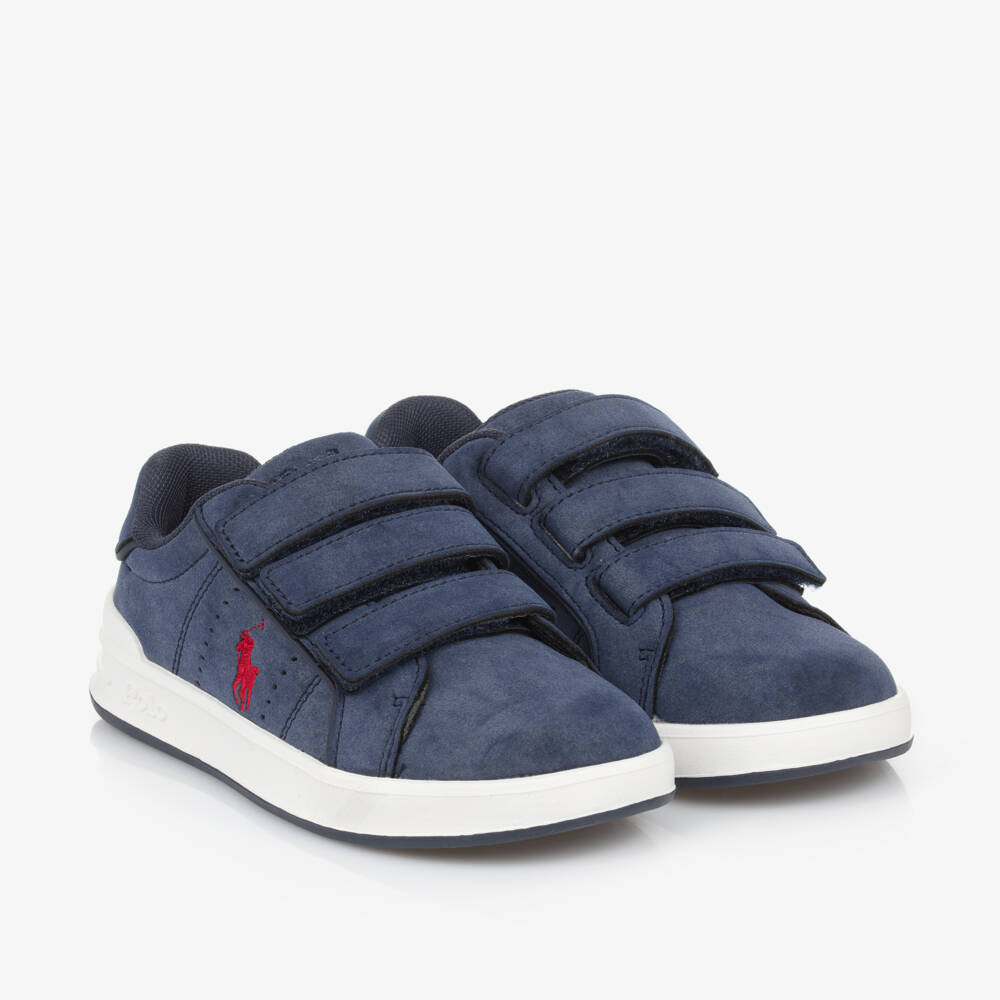 Ralph Lauren-Boys Blue Suede Velcro Trainers | Childrensalon Outlet