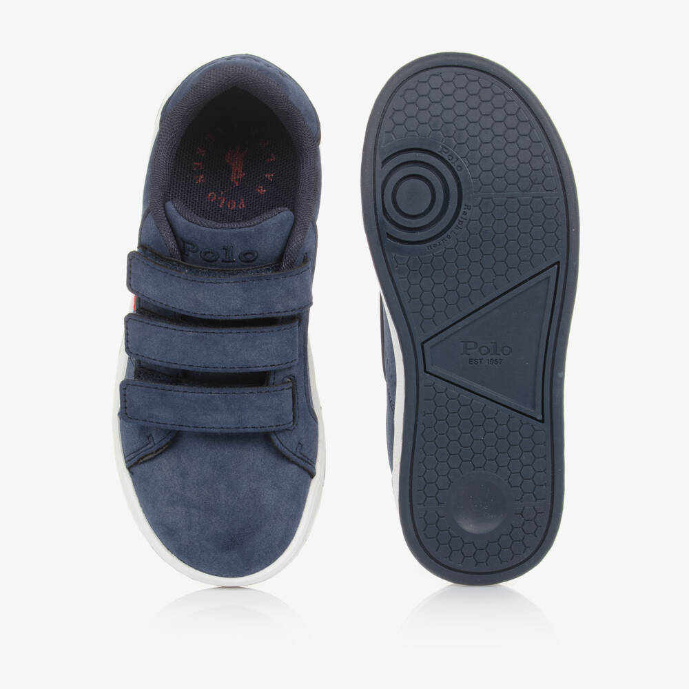 Ralph Lauren-Boys Blue Suede Velcro Trainers | Childrensalon Outlet