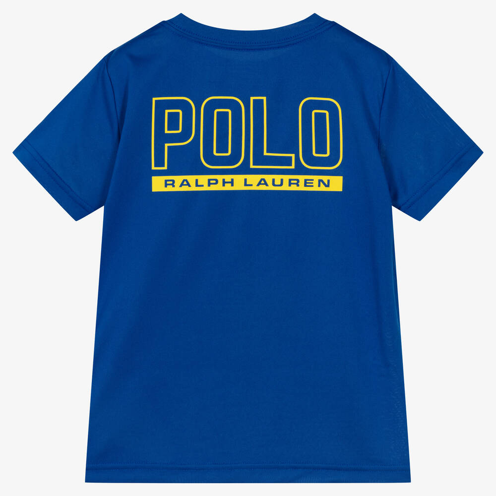 Ralph Lauren-Boys Blue Technical Jersey Logo T-Shirt | Childrensalon Outlet