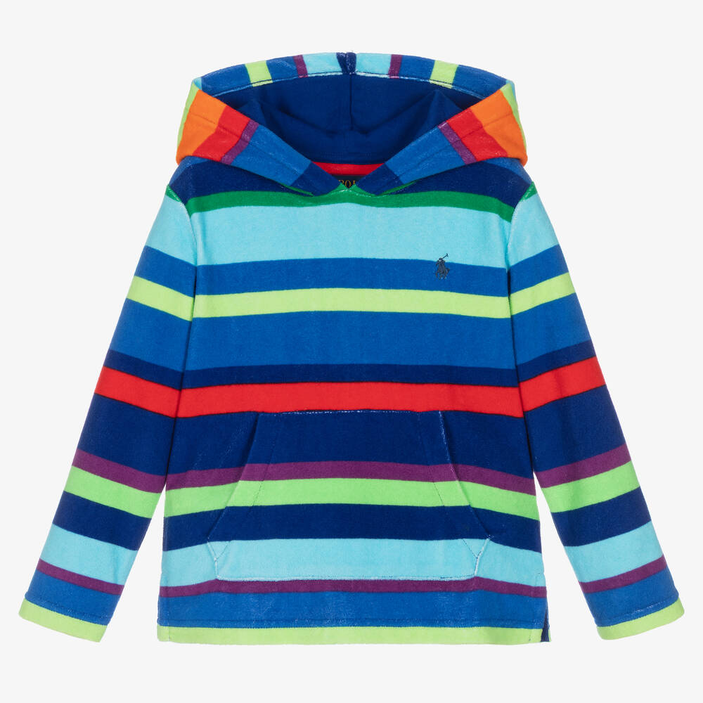 Ralph Lauren - Boys Blue Terry Towelling Hoodie | Childrensalon