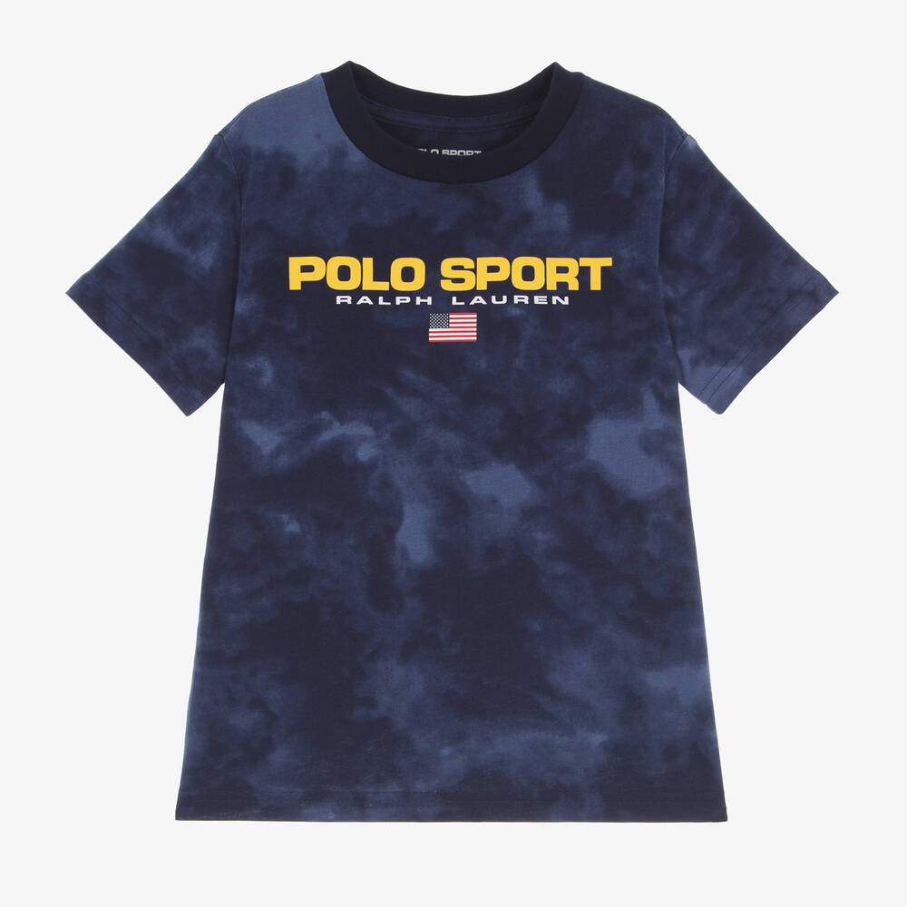 Polo Ralph Lauren - Blaues T-Shirt in Batikoptik (J) | Childrensalon