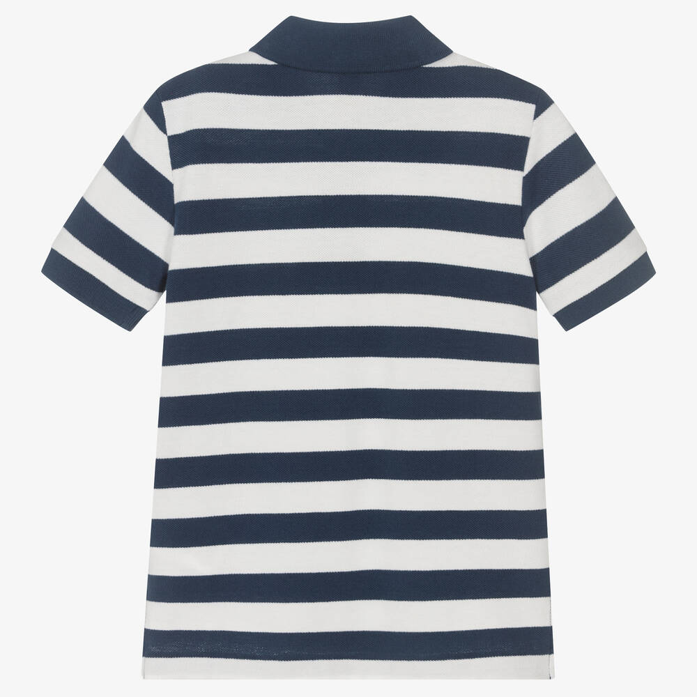 Polo Ralph Lauren Boys Blue White Stripe Cotton Polo Shirt