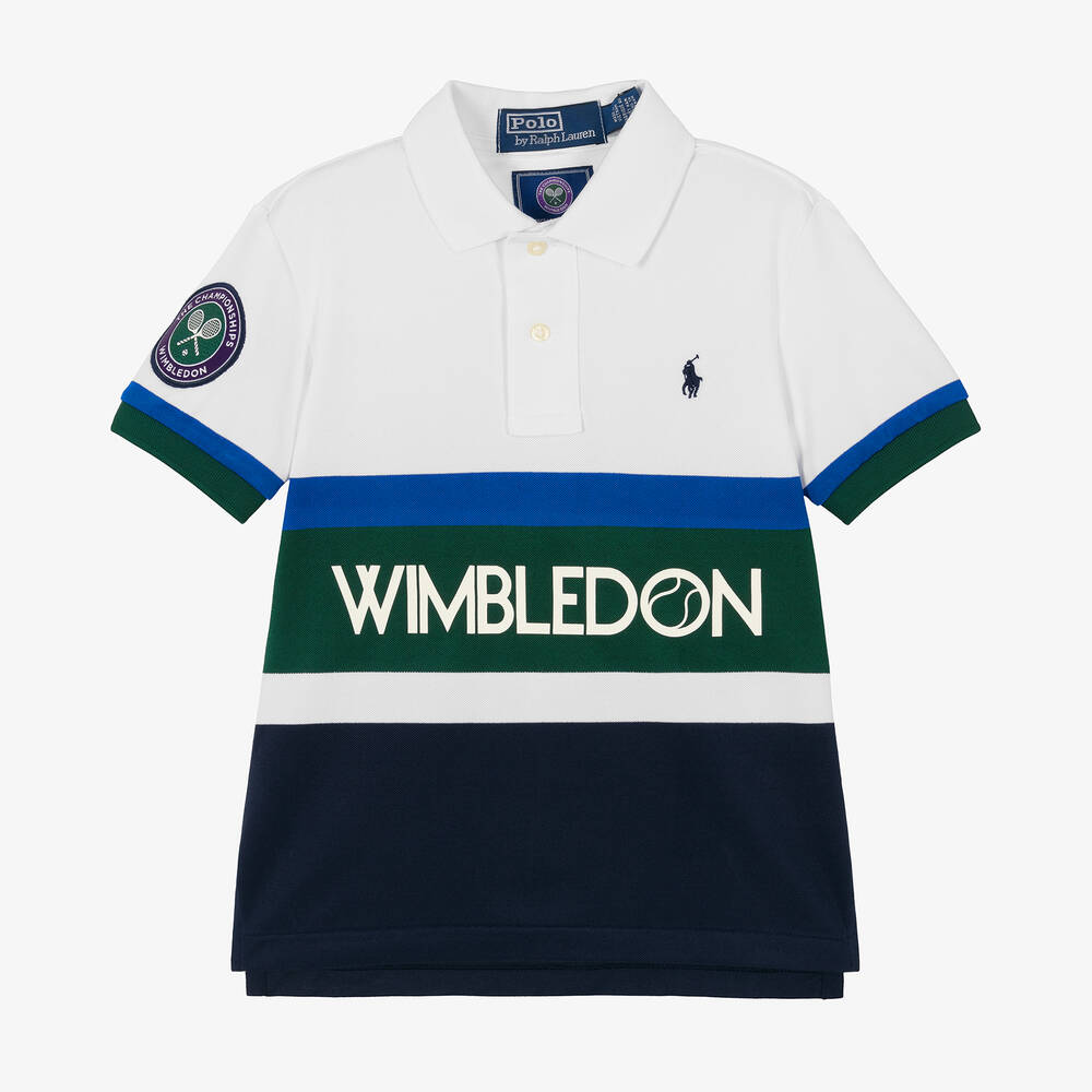 Ralph Lauren-قميص بولو ويمبلدون لون أبيض وكحلي | Childrensalon Outlet