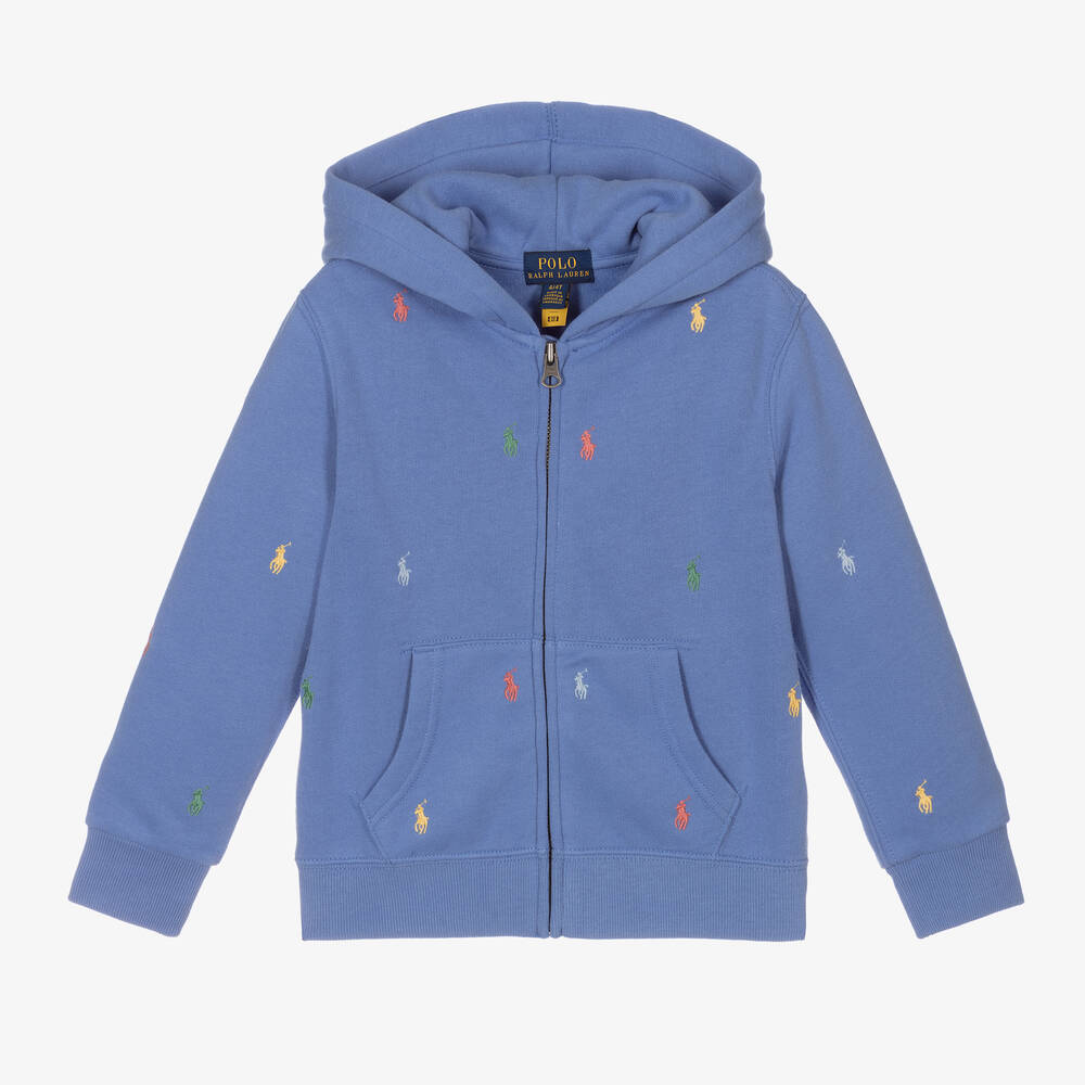 Polo Ralph Lauren - Haut à capuche zippé bleu Garçon | Childrensalon