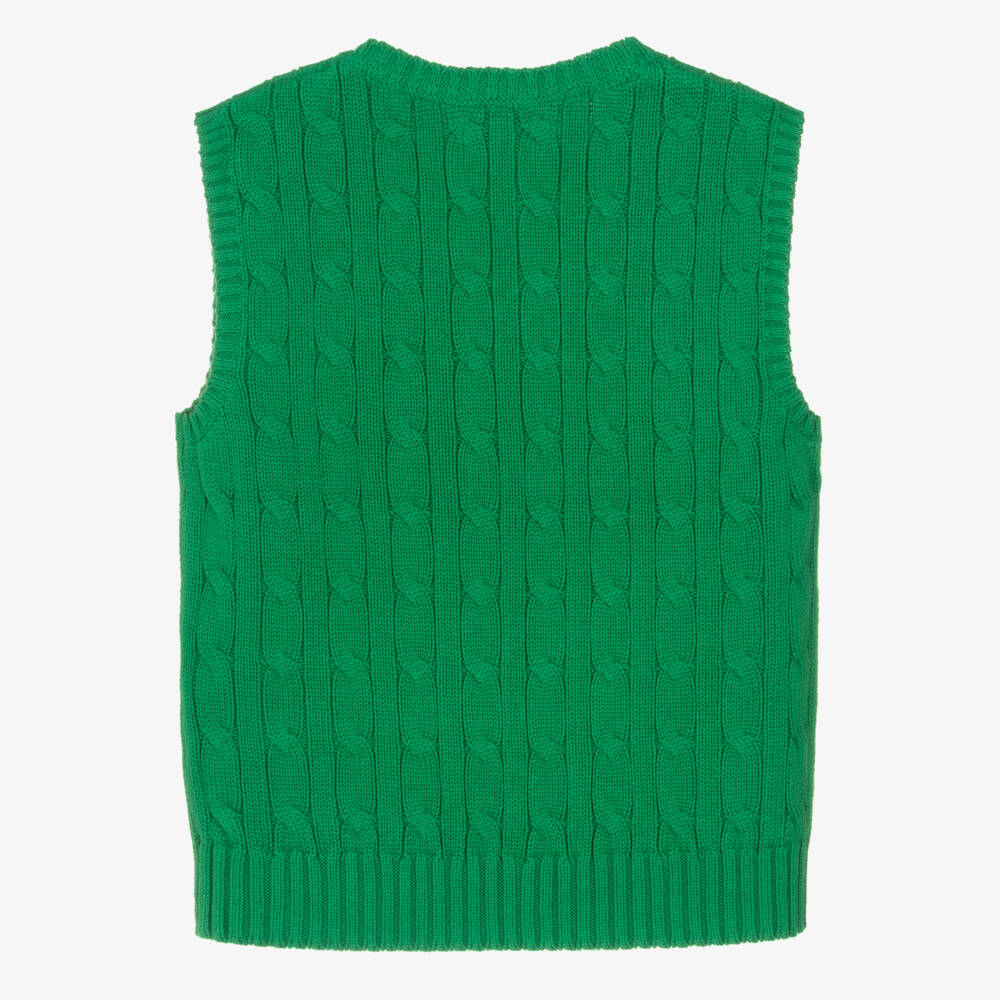Ralph Lauren-Boys Bright Green Cable Knit Slipover | Childrensalon Outlet